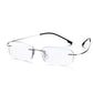Memory Titanium Alloy Rimless Prescription Presbyopic Reading Glasses