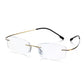Memory Titanium Alloy Rimless Prescription Presbyopic Reading Glasses