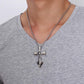 Vintage Men's Stainless Steel Cross Anchor Necklace Pendant - Indigo-Temple