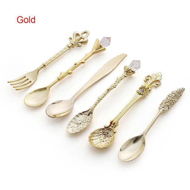 Vintage Royal Style Dessert Spoons & Forks 6pcs Set