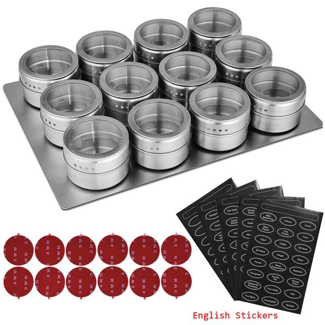 MagneticSpice™ Stainless Steel Spice Jar Set With Magnetic Base