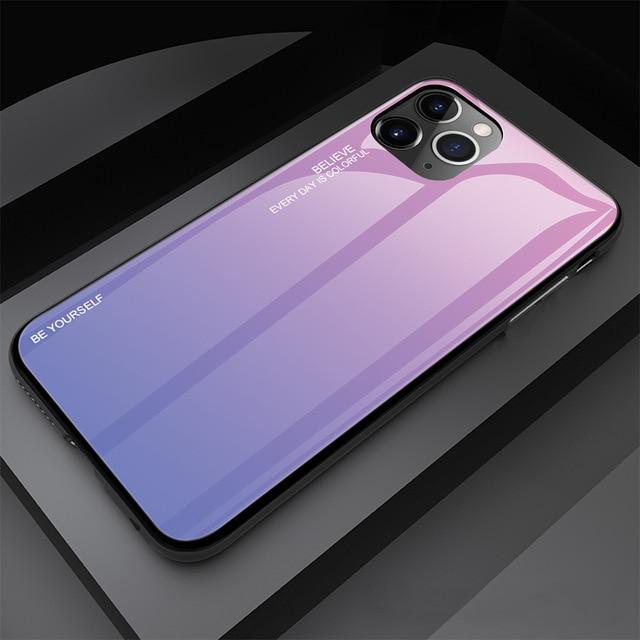 Gradient Tempered Glass Smartphone Case for iPhone & Samsung