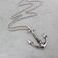 Galiano - Bronze/Vintage Silver Anchor Pendant long necklace - Indigo-Temple
