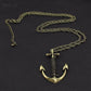 Galiano - Bronze/Vintage Silver Anchor Pendant long necklace - Indigo-Temple