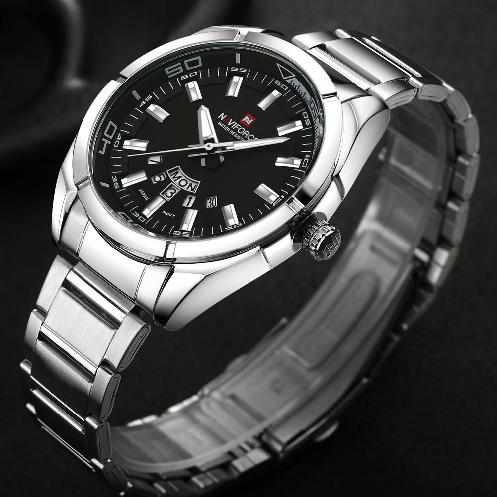 Luxury  Stainless Steel Army Wrist Watch - Indigo-Temple