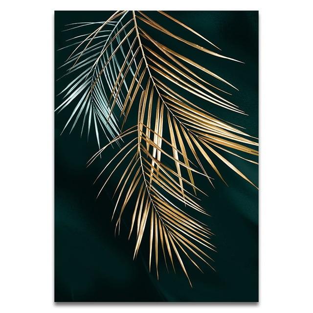 Abstract Golden Leaves Canvas