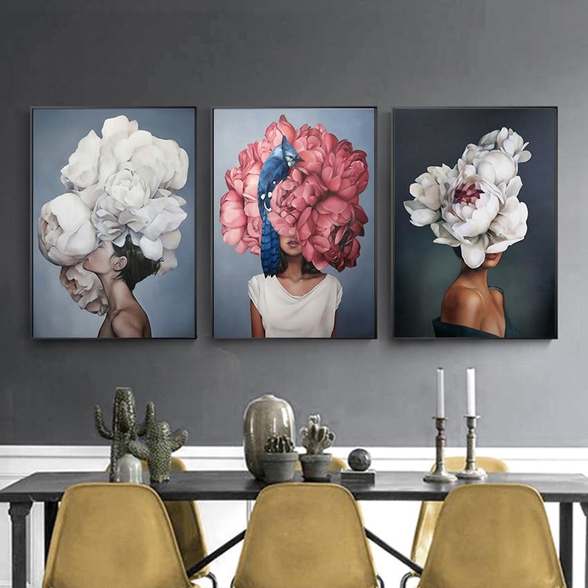 Lady Flower Art Canvas Painting