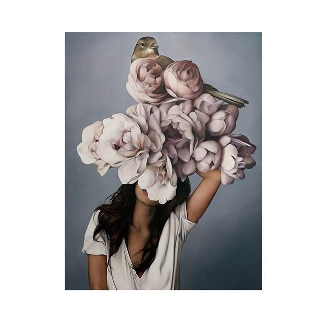 Lady Flower Art Canvas Painting