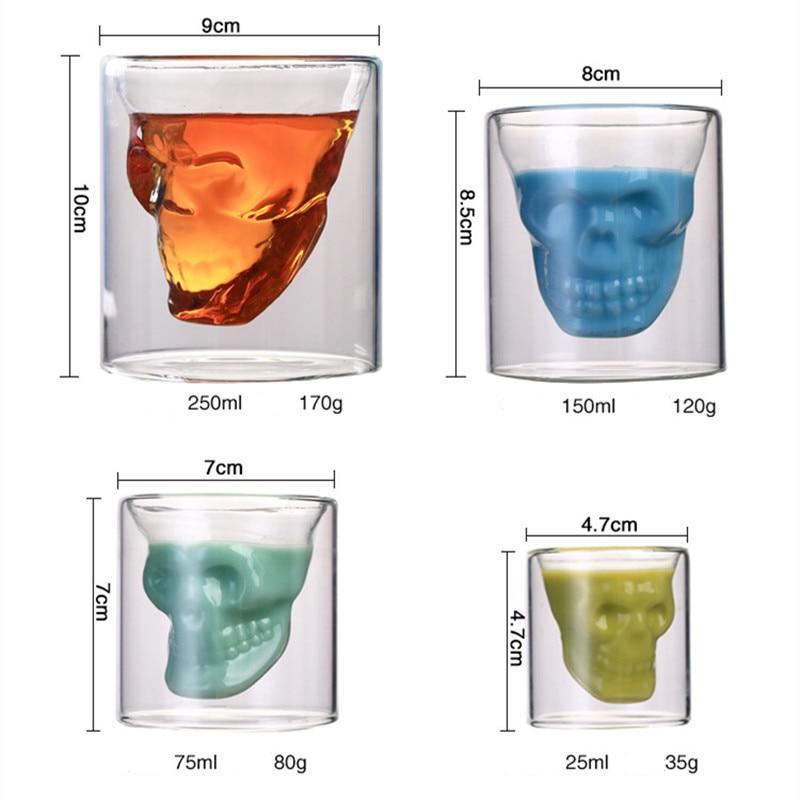Double Wall Designer Skull Head Shot Glass 25ml-250ml ***2pcs***