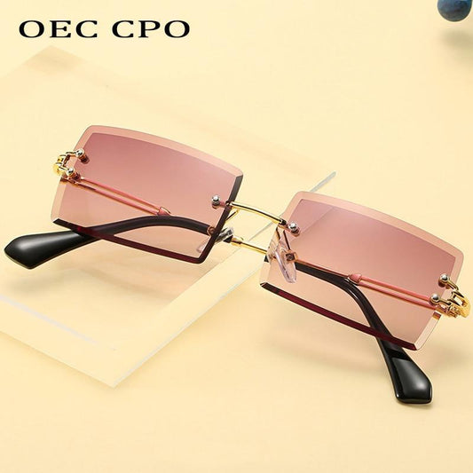 OEC CPO™ Elegant Rimless Rectangle Sunglasses For Women