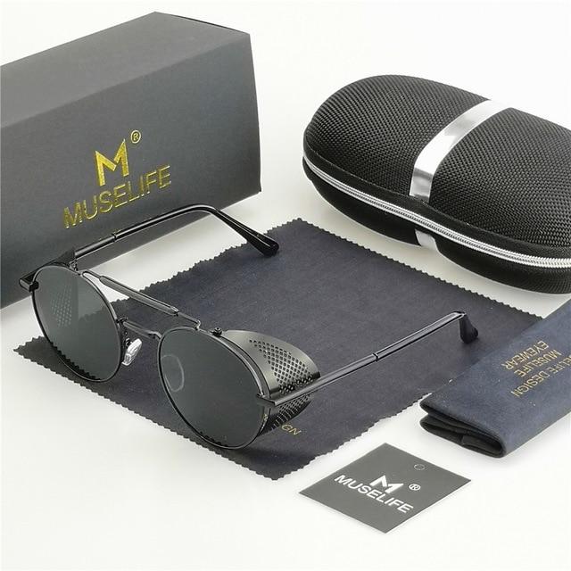 Unisex Steampunk Round Metal Sunglasses