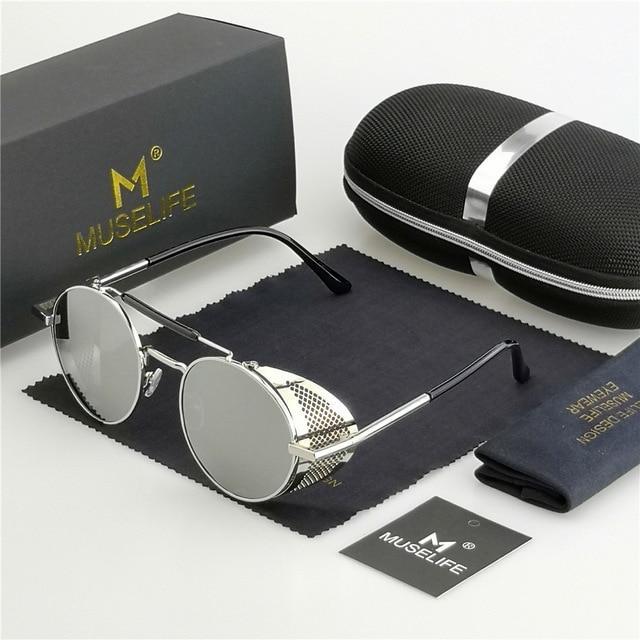 Unisex Steampunk Round Metal Sunglasses