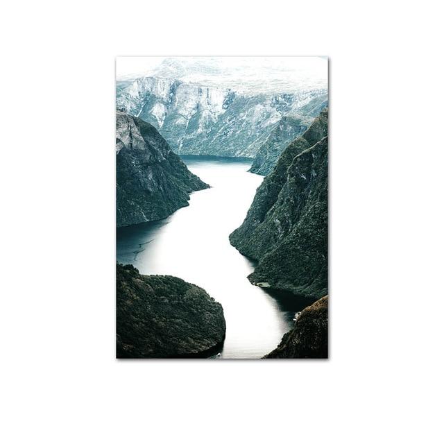 Scandinavian Travel Teal Landscape Canvas