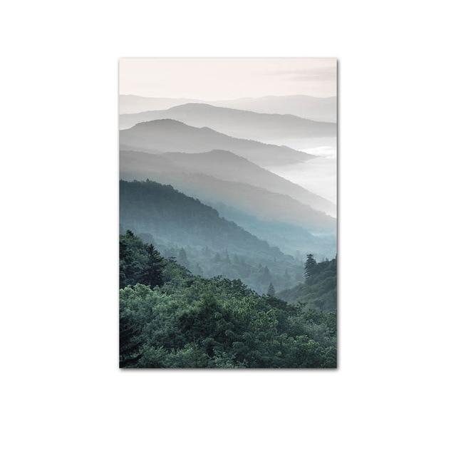 Scandinavian Travel Teal Landscape Canvas