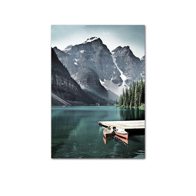 Scandinavian Travel Teal Landscape Canvas