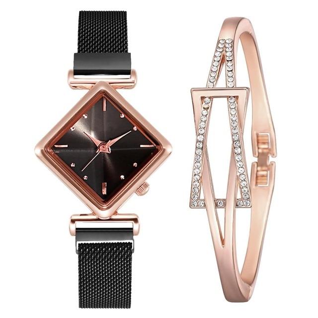 Luxury Women's Square Diamond Watch
