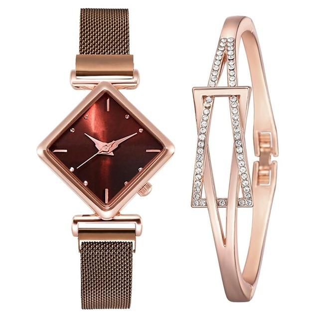 Luxury Women's Square Diamond Watch
