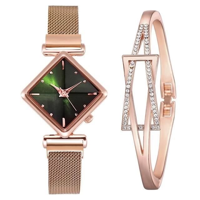 Luxury Women's Square Diamond Watch