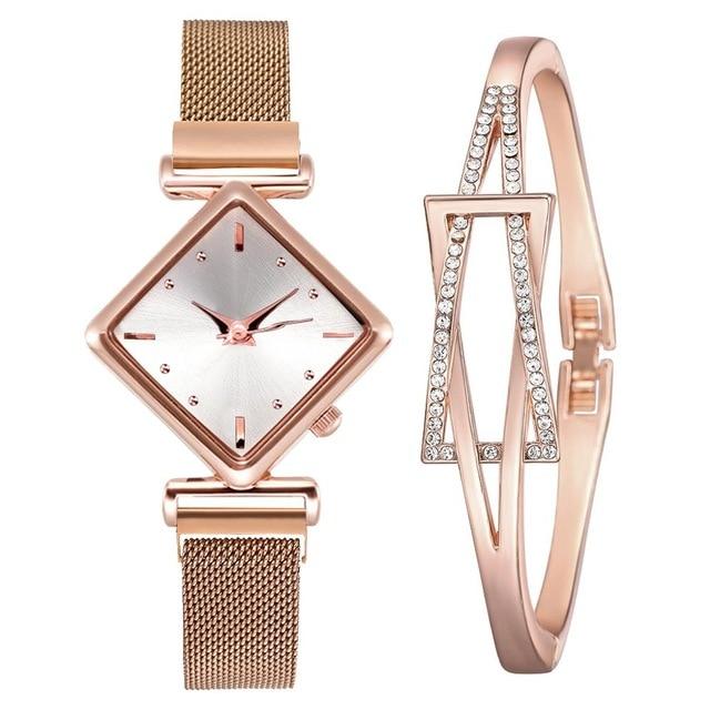 Luxury Women's Square Diamond Watch