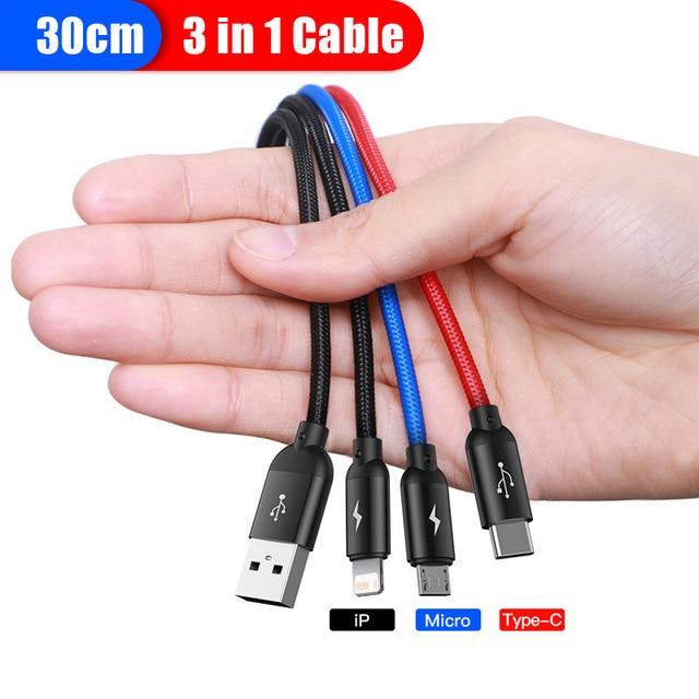 Baseus 4 in 1 USB Cable iPhone, Type C, Micro