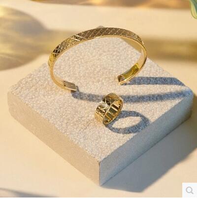 ZEN- Ring  & Bracelet  Set Vintage Titanium Steel - Indigo-Temple