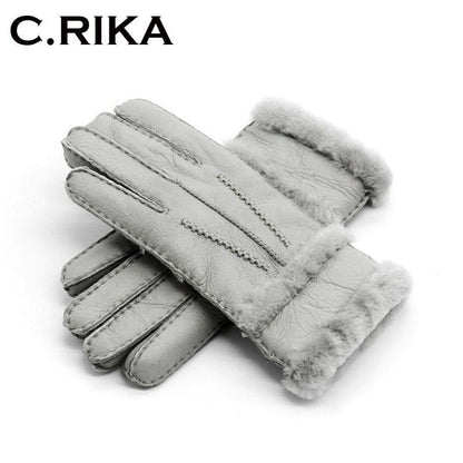 Genuine Leather  Winter Fur Gloves For Women