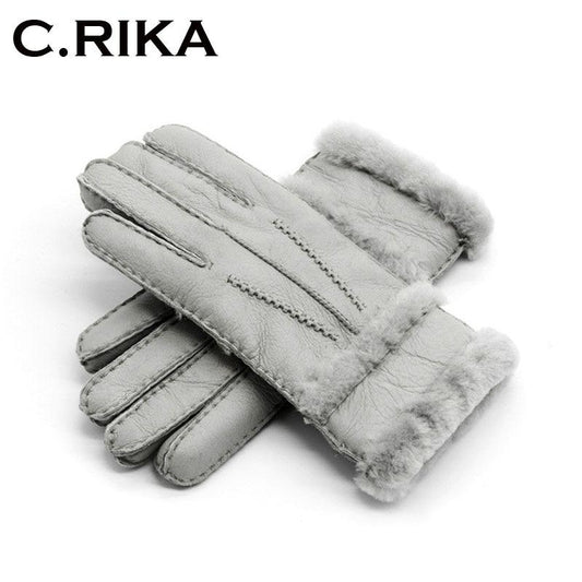 Genuine Leather  Winter Fur Gloves For Women