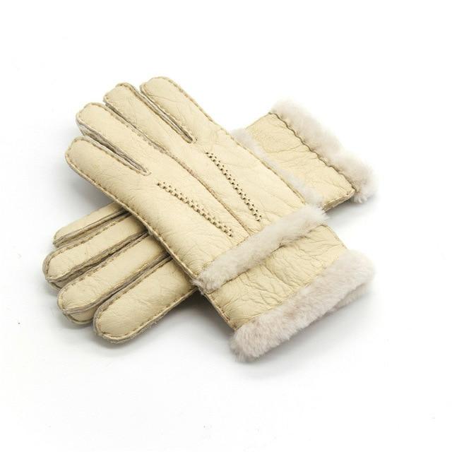 Genuine Leather  Winter Fur Gloves For Women