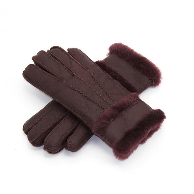 Genuine Leather  Winter Fur Gloves For Women