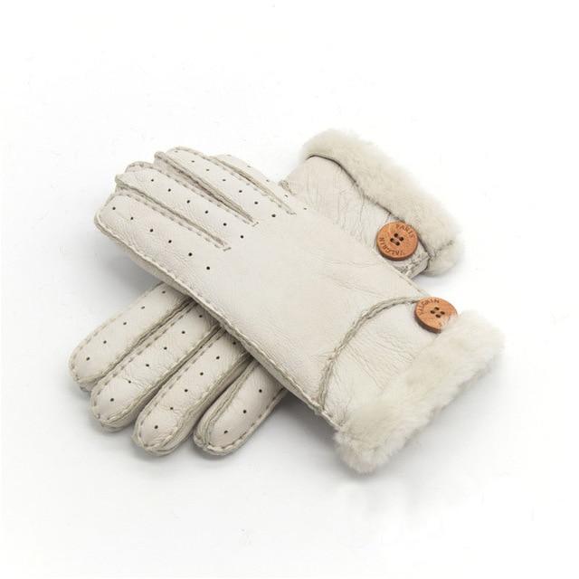 Genuine Leather  Winter Fur Gloves For Women