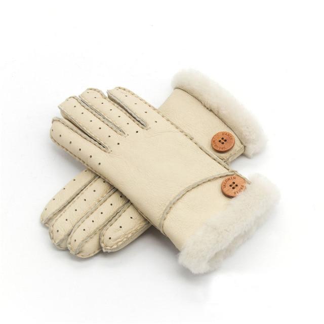 Genuine Leather  Winter Fur Gloves For Women