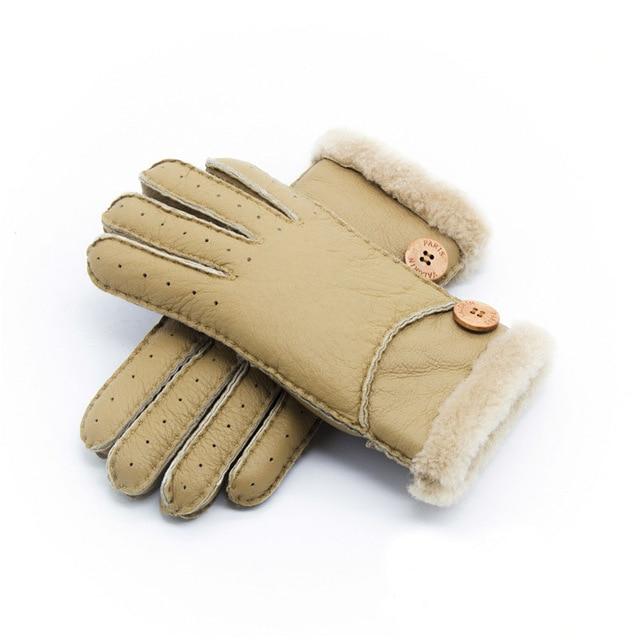 Genuine Leather  Winter Fur Gloves For Women