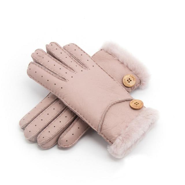 Genuine Leather  Winter Fur Gloves For Women