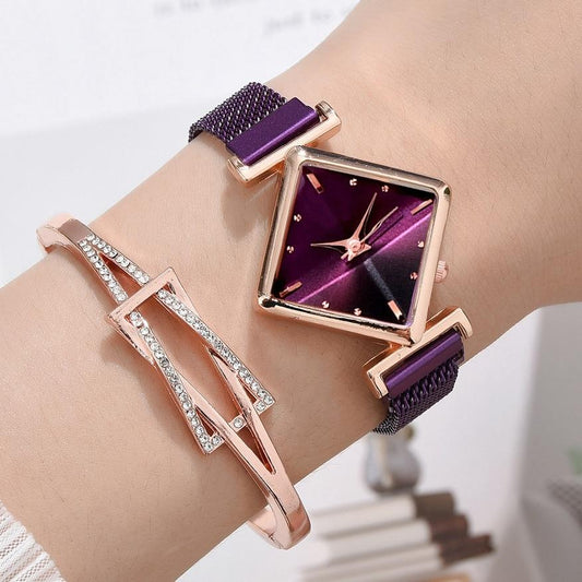 Luxury Women's Square Diamond Watch