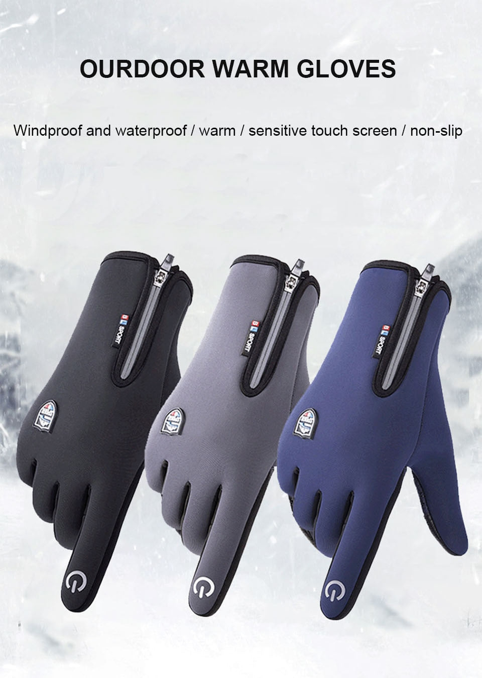 Waterproof Windproof Touch Screen Gloves