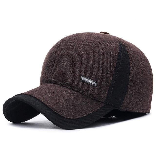 Winter Wool Baseball Cap with Ear Flaps