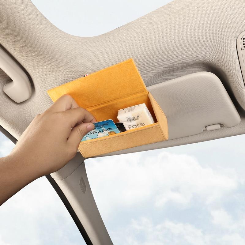 Premium Leather Magnetic Car Glasses Organizer