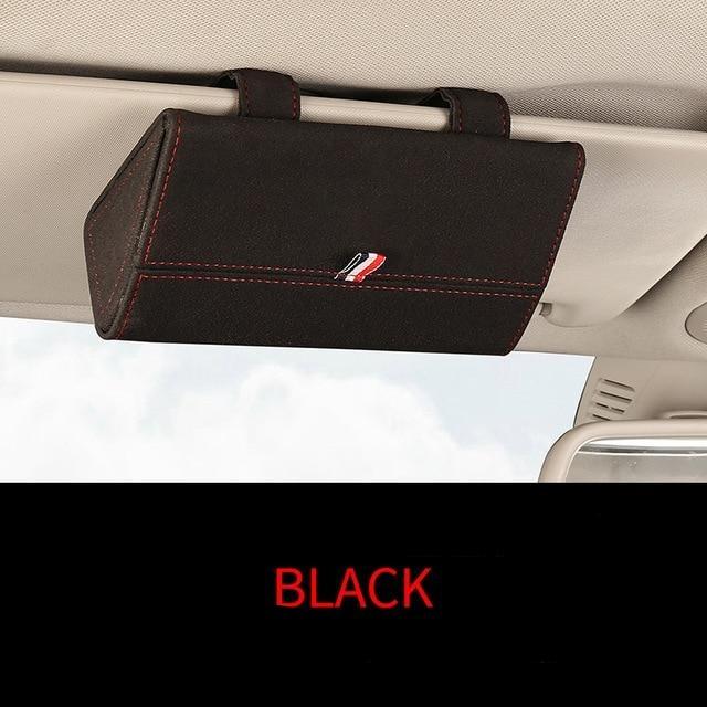 Premium Leather Magnetic Car Glasses Organizer