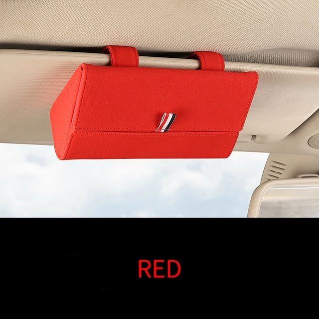 Premium Leather Magnetic Car Glasses Organizer