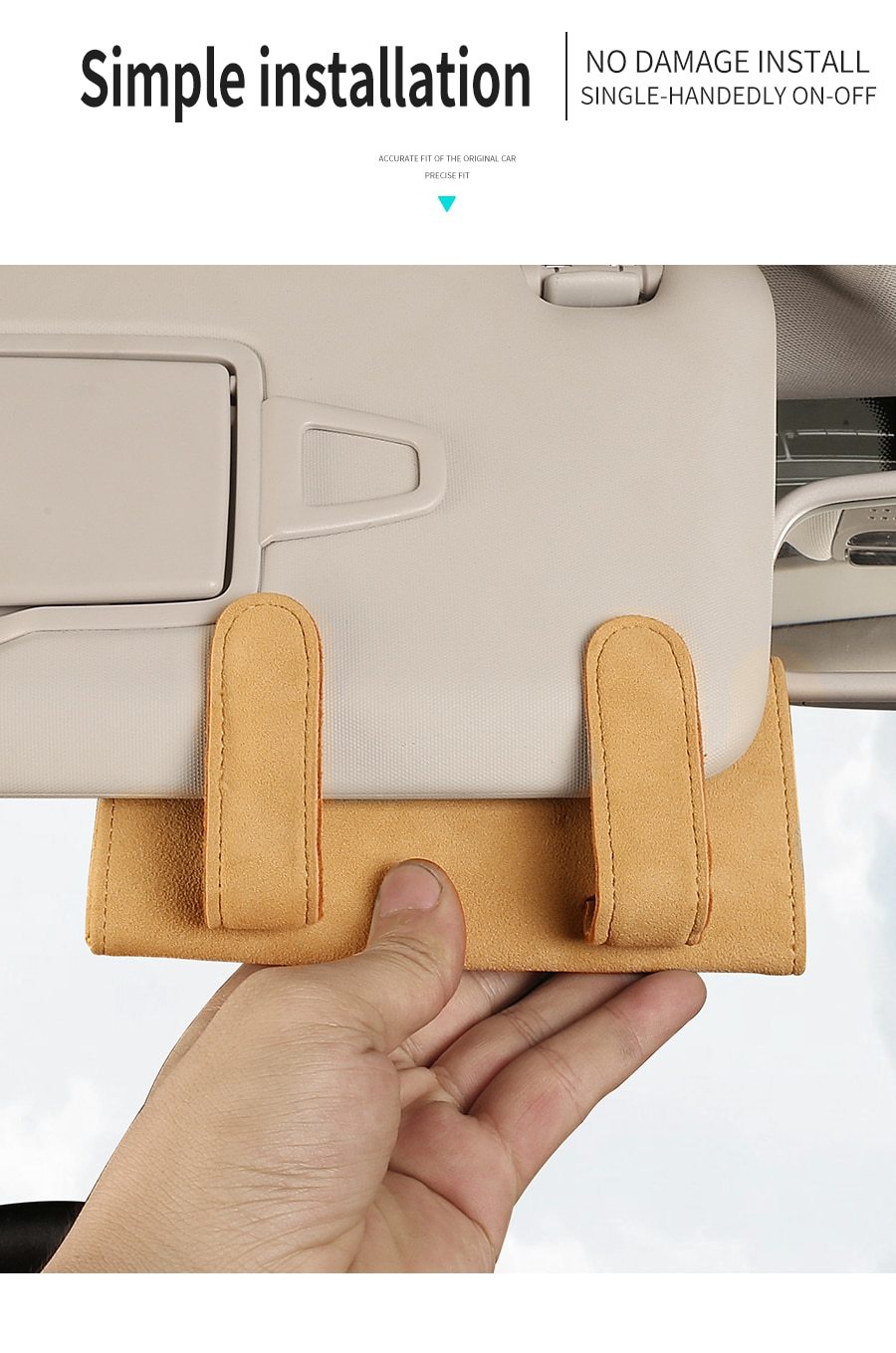 Premium Leather Magnetic Car Glasses Organizer