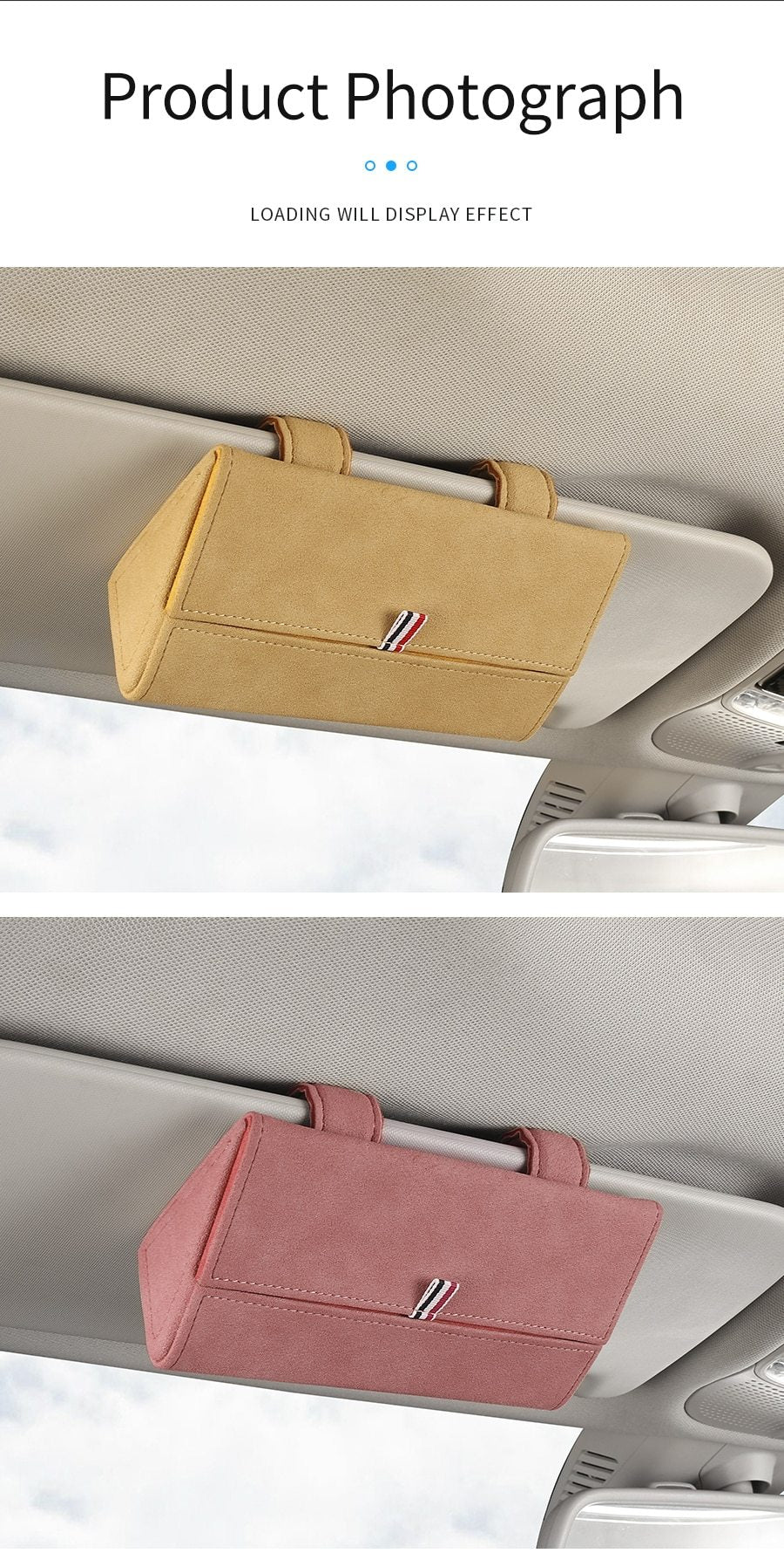 Premium Leather Magnetic Car Glasses Organizer