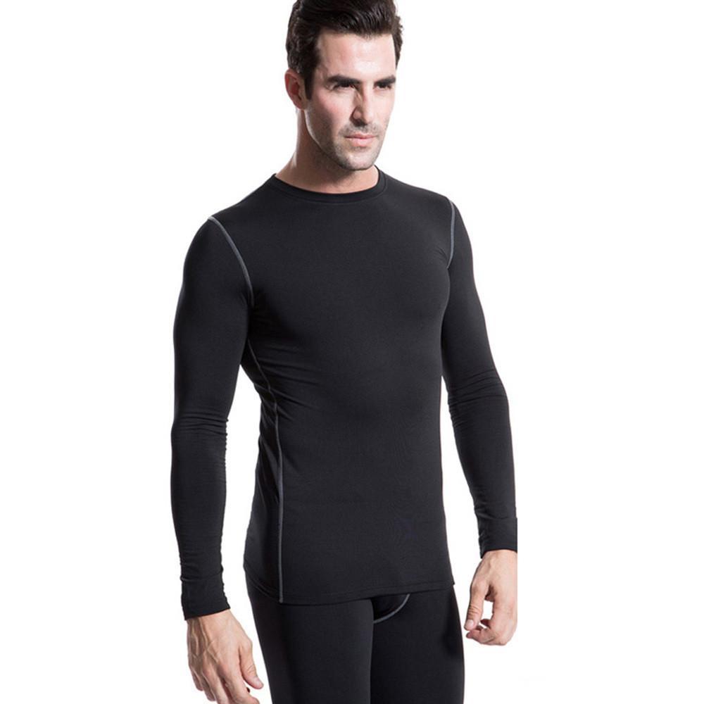 Men Plush Base Layer Long Sleeve Thermal T Shirt - Indigo-Temple
