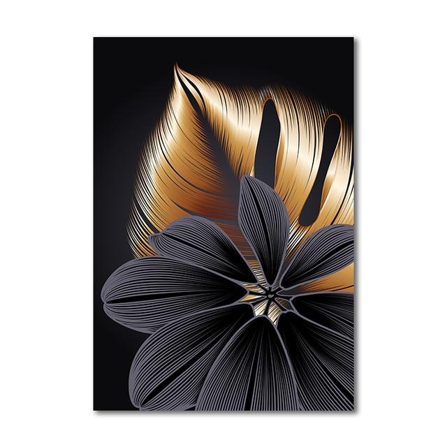 Black & Golden Leaves Canvas