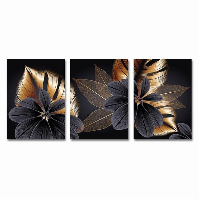 Black & Golden Leaves Canvas