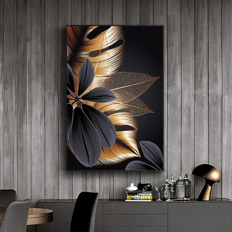 Black & Golden Leaves Canvas