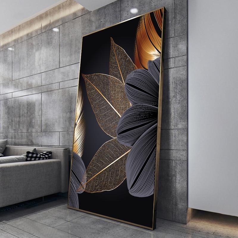 Black & Golden Leaves Canvas