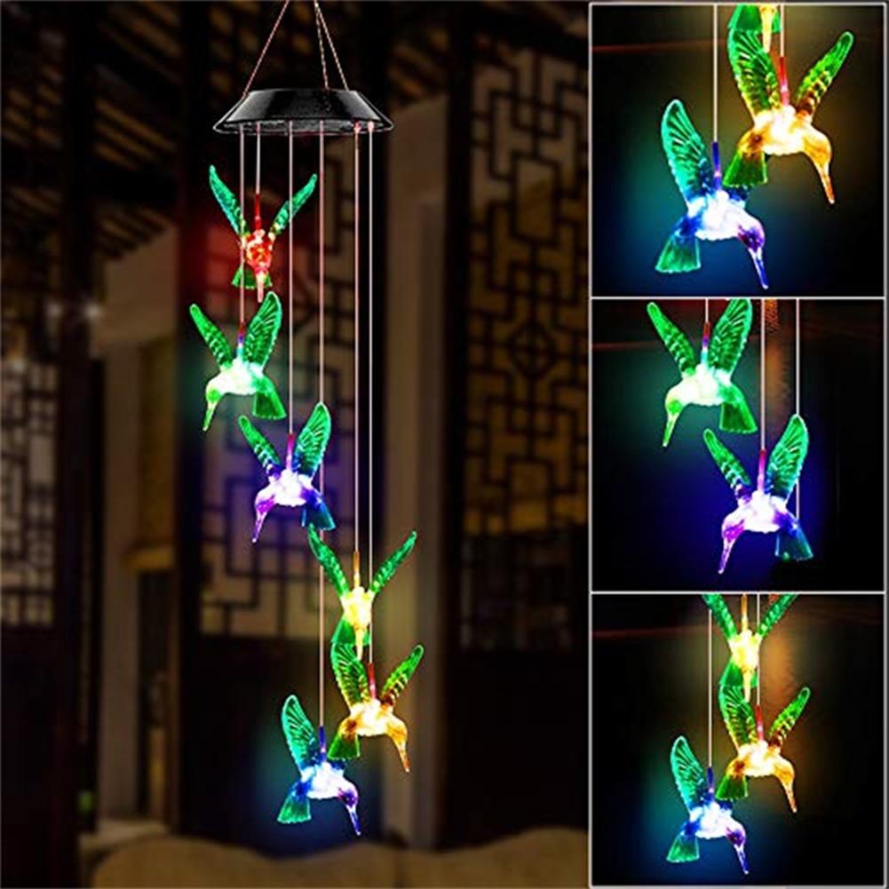 Solar LED Lights Hummingbird Wind Chimes