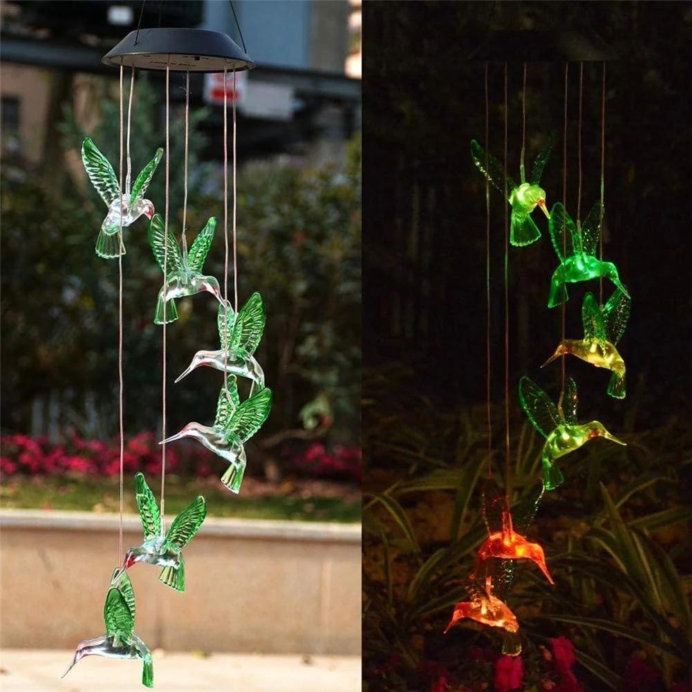 Solar LED Lights Hummingbird Wind Chimes