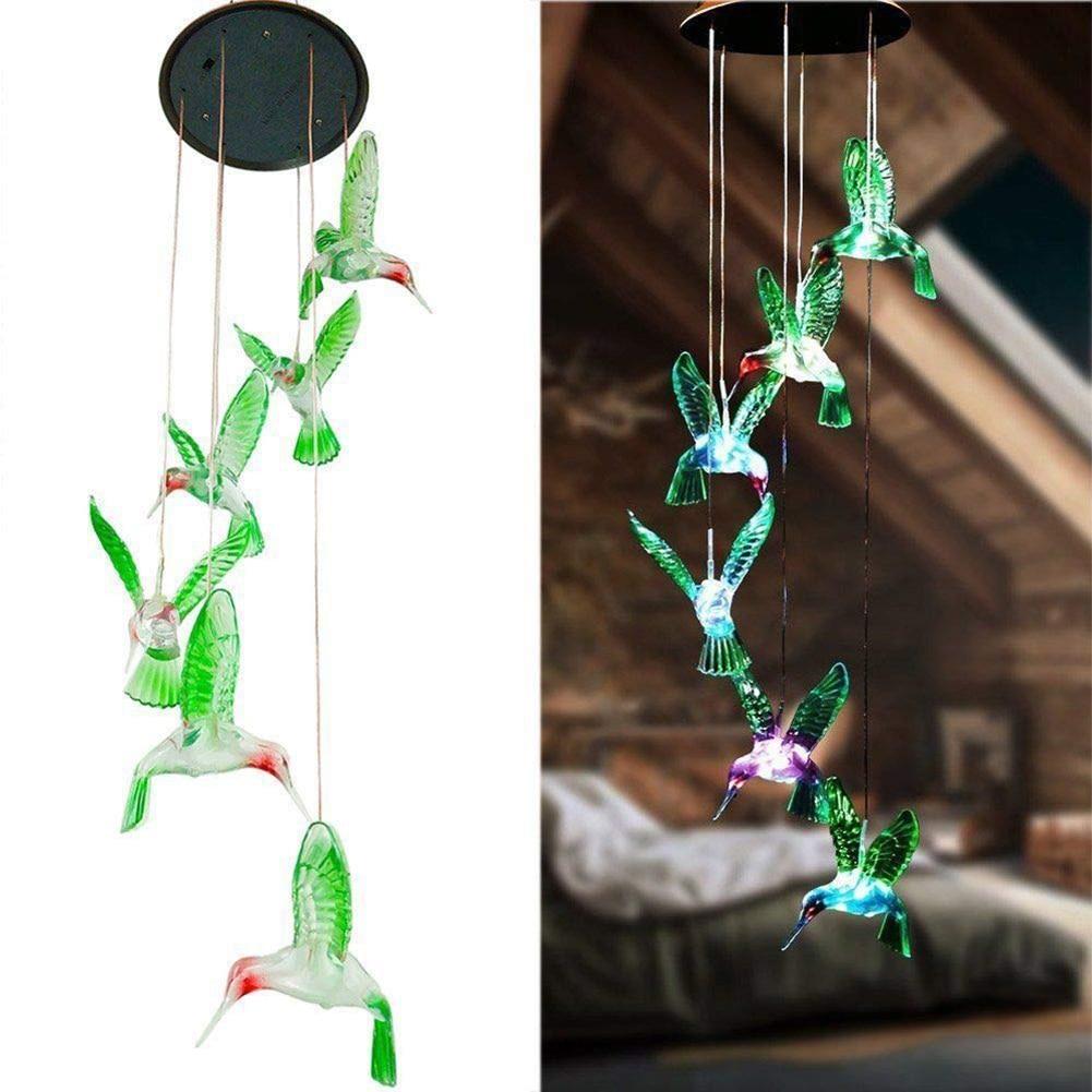 Solar LED Lights Hummingbird Wind Chimes