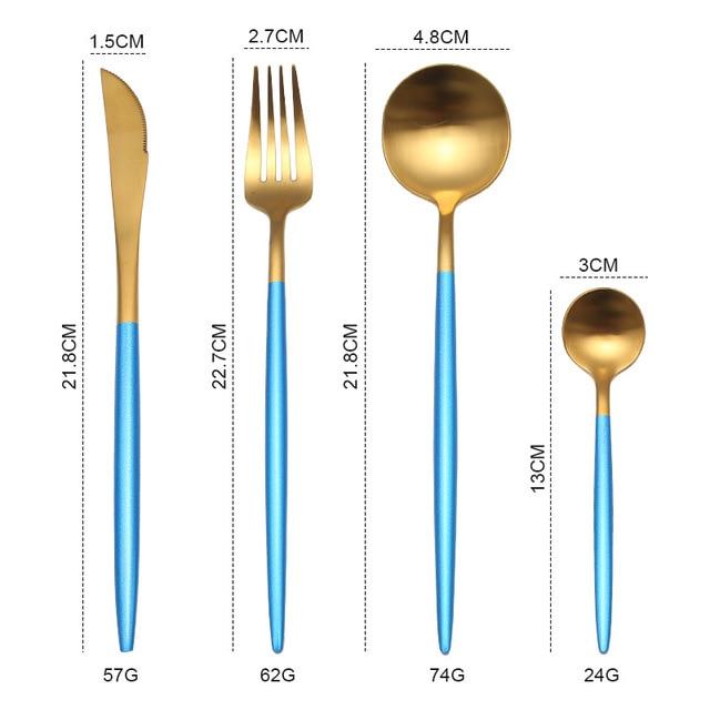 Gold Round Cutlery Set  Stainless Steel (4pcs